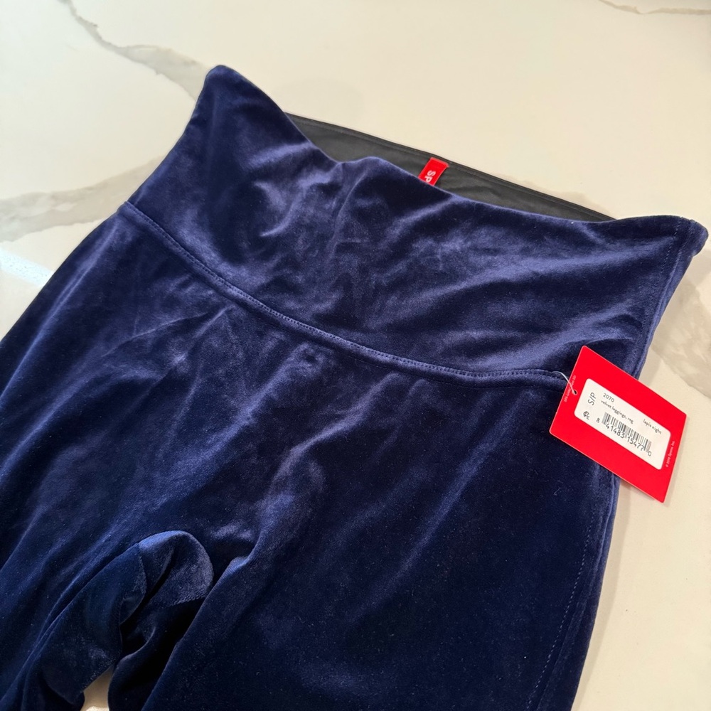 SPANX Classic Velvet Leggings Womens Small Lapis Night Blue‎ Shapewear New NWT